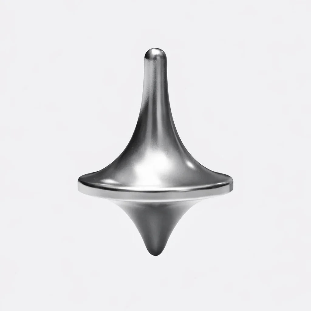 Sleek metal spinning top accessory on white background, compact everyday carry gear